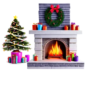 Cozy Christmas Fireplace Decor Png 06262024 PNG image