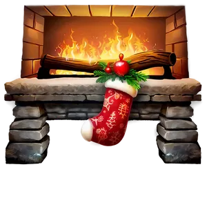 Cozy Happy Holidays Fireplace PNG 05232024