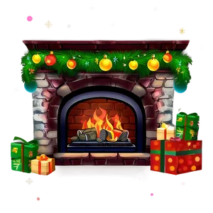 Cozy Merry Christmas Fireplace PNG 05032024