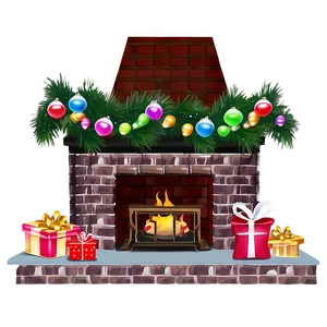 Cozy Merry Christmas Fireplace PNG 05032024