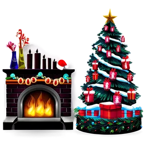 Cozy Merry Christmas Fireplace PNG 79