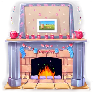 Cozy Valentine's Day Fireplace PNG 34