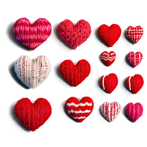 Cozy Valentine's Day Knitted Hearts PNG Hxr PNG