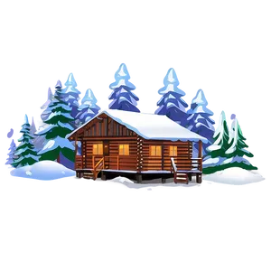 Cozy Winter Cabin Illustration PNG Gtk90