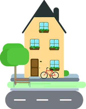 Cozy Yellow House Cartoon