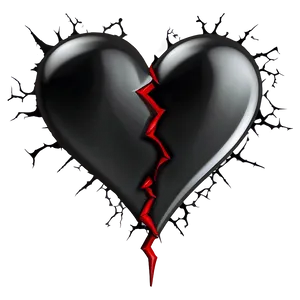 Cracked Black Heart Illustration Png 92 PNG image