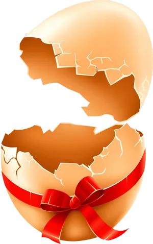 Cracked Eggwith Red Ribbon