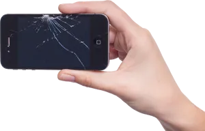 Cracked Screen Smartphone In Hand PNG image