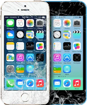 Cracked Smartphone Screens PNG image