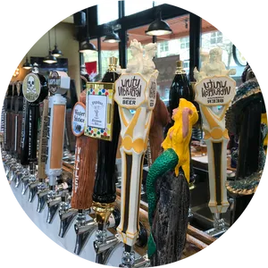 Craft Beer Tap Handles Display PNG image