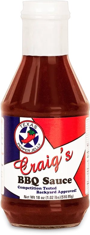 Craigs Texas Pepper Jelly B B Q Sauce Bottle PNG
