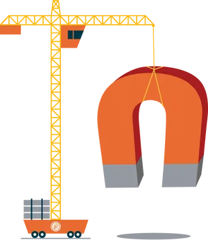 Crane Lifting Giant Magnet PNG image