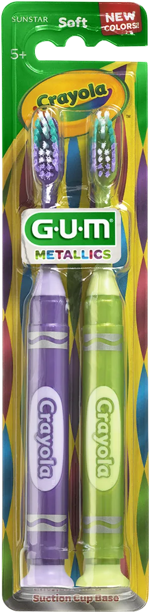 Crayola G U M Metallics Toothbrushes Packaging PNG