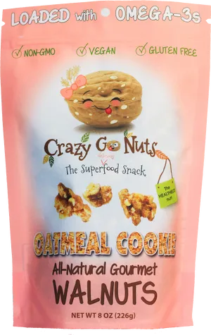 Crazy Go Nuts Oatmeal Cookie Walnuts Package PNG image