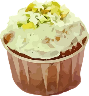 Creamy Topped Chocolate Cupcake Illustration PNG image