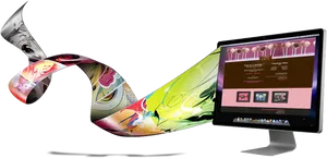 Creative Design Flowing From Monitor