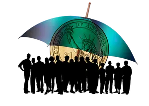 Creative Dollar Umbrella Silhouette