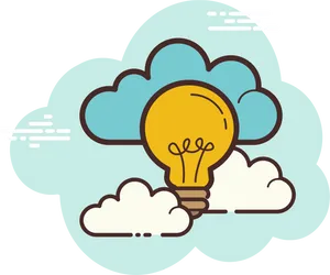 Creative Idea Cloud Lightbulb Illustration PNG image