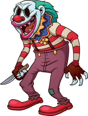 Creepy Cartoon Clownwith Knife PNG image