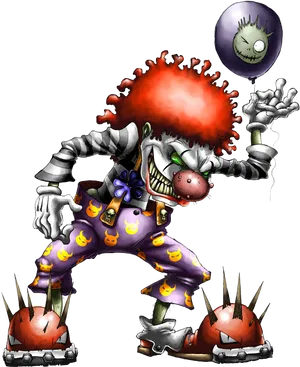 Creepy Clown Holding Balloon.jpg PNG image