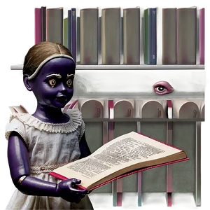 Creepy Doll With Book PNG 06252024