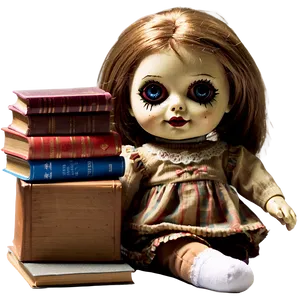 Creepy Doll With Book PNG 06252024