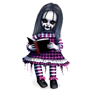 Creepy Doll With Book PNG 82