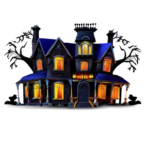 Creepy Halloween Cartoon Mansion Png 06252024 PNG image