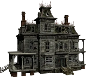 Creepy_ Victorian_ Haunted_ House PNG image