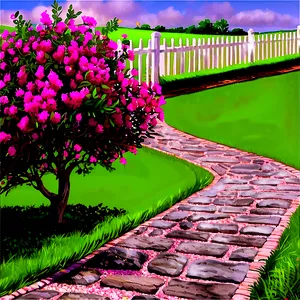 Crepe Myrtle Pathway Edge Png 06282024 PNG image