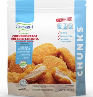 Crescent Foods Chicken Breast Breaded Chunks Packaging PNG