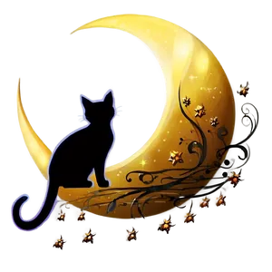 Crescent Moon And Cat Png 72 PNG image