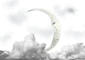 Crescent Moon Face Art PNG image