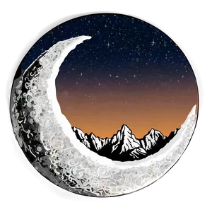 Crescent Moon Over Mountains Png Mjh PNG image