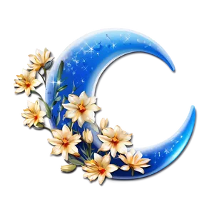 Crescent Moon With Flowers Png Gmj PNG image