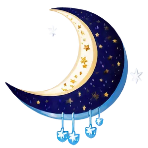 Crescent Moon With Hanging Stars Png 87 PNG image