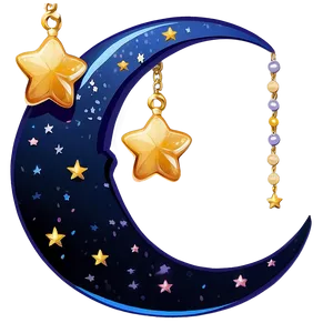 Crescent Moon With Hanging Stars Png Osa73 PNG image