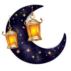 Crescent Moon With Lanterns Png Jna14 PNG image
