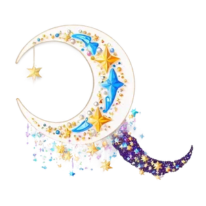 Crescent Moon With Sparkles Png Gxq PNG image
