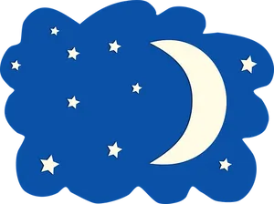 Crescent Moonand Stars Graphic