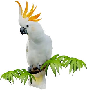 Crested Cockatooon Branch.png PNG image