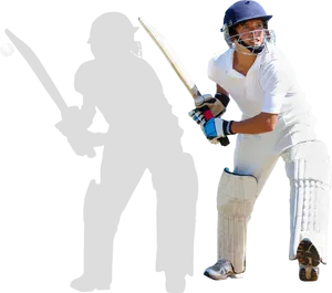 Cricket Batsman Ready For Action PNG image