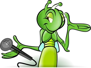 Cricket Mascot With Microphone PNG image