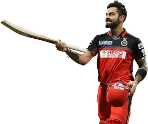 Cricket_ Player_in_ Red_ Uniform_ Holding_ Bat PNG image