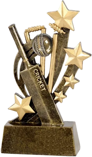 Cricket Trophywith Starsand Ball PNG image