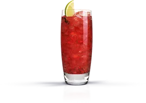 Crimson Cocktailwith Lime Garnish PNG image