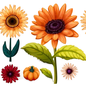 Crisp Fall Flowers PNG Xfj