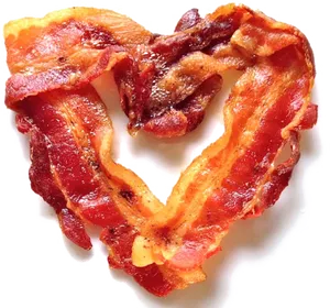 Crispy Bacon Love Heart PNG image