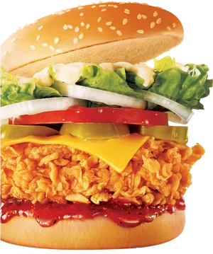 Crispy_ Chicken_ Burger_ Deluxe PNG image