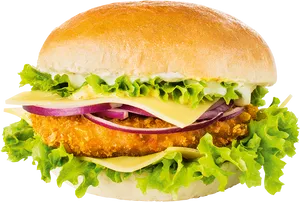 Crispy Chicken Burger Transparent Background.png PNG image